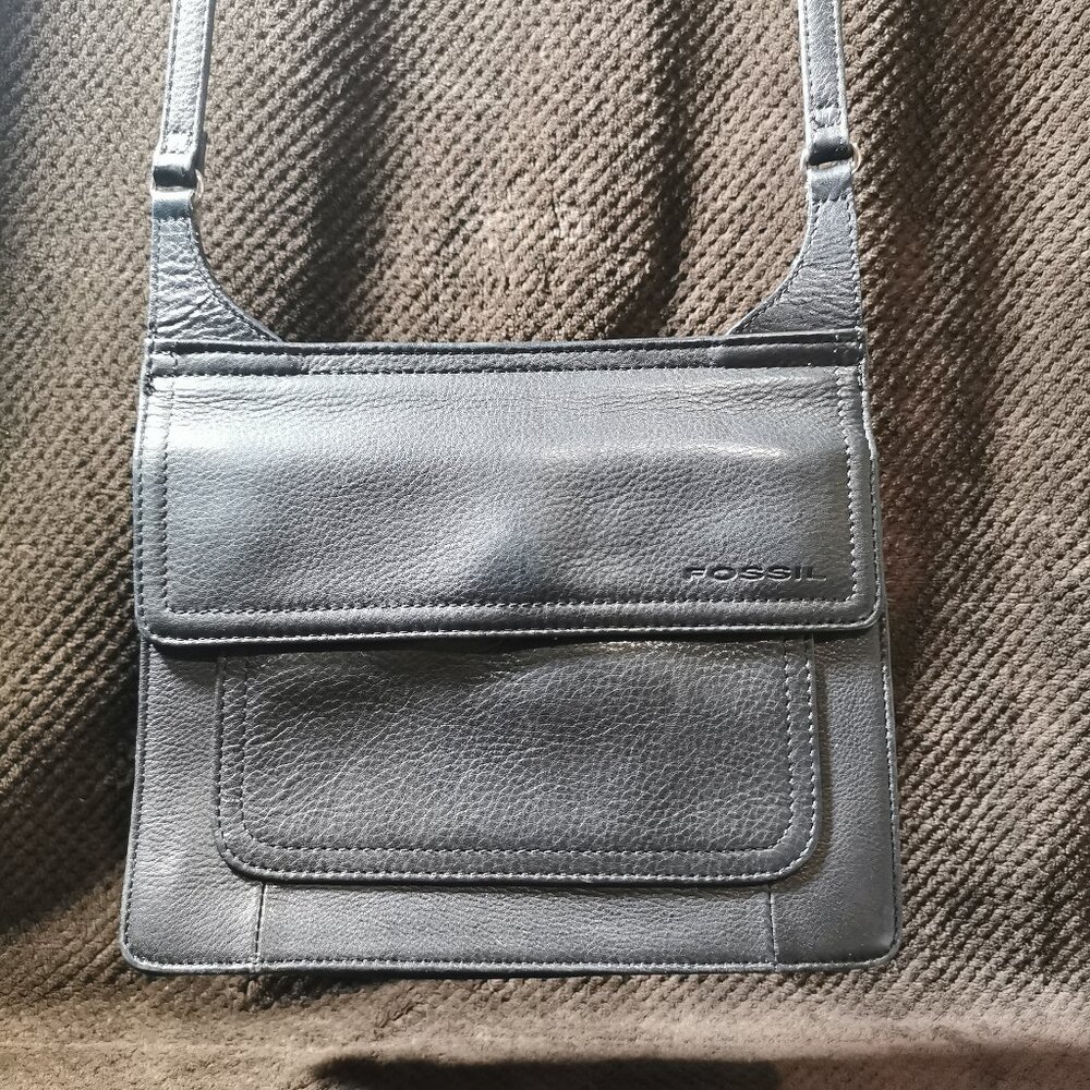 Black/Silver Vintage Double Sided Organizer Crossbody EUC #235